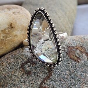 White topaz sterling silver ring size 9